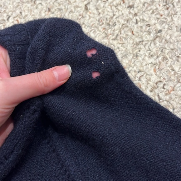 J Crew Wool Pointelle Long Sleeve Sweater Navy Blue Sz Small - Picture 6 of 9